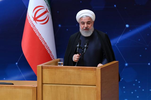 Iranian President Hassan Rouhani speaks during Iran's National Nuclear Day in Tehran, Iran, April 9, 2019. Official Iranian President website/Handout via REUTERS