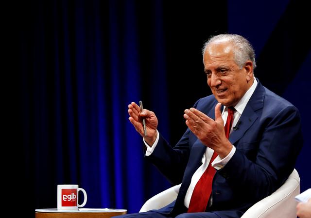 FILE PHOTO: U.S. envoy for peace in Afghanistan Zalmay Khalilzad speaks during a debate at Tolo TV channel in Kabul, Afghanistan April 28, 2019. REUTERS/Omar Sobhani/File Photo