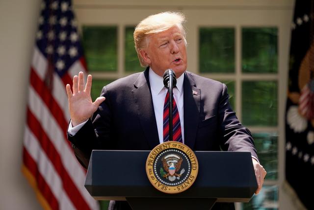 U.S. President Donald Trump delivers remarks on immigration reform in the Rose Garden of the White House in Washington, U.S., May 16, 2019. REUTERS/Joshua Roberts