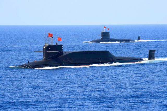 FILE PHOTO: A nuclear-powered Type 094A Jin-class ballistic missile submarine of the Chinese People's Liberation Army (PLA) Navy is seen during a military display in the South China Sea April 12, 2018. REUTERS/Stringer 