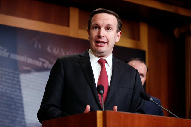 FILE PHOTO - Senator Chris Murphy (D-CT) speaks after the senate voted on a resolution ending U.S. military support for the war in Yemen on Capitol Hill in Washington, U.S., December 13, 2018.      REUTERS/Joshua Roberts