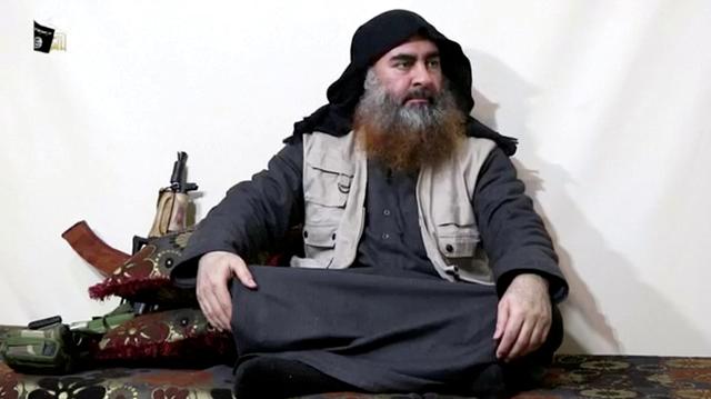 FILE PHOTO: A bearded man with Islamic State leader Abu Bakr al-Baghdadi's appearance speaks in this screen grab taken from video released on April 29, 2019. Islamic State Group/Al Furqan Media Network/Reuters TV via REUTERS. 