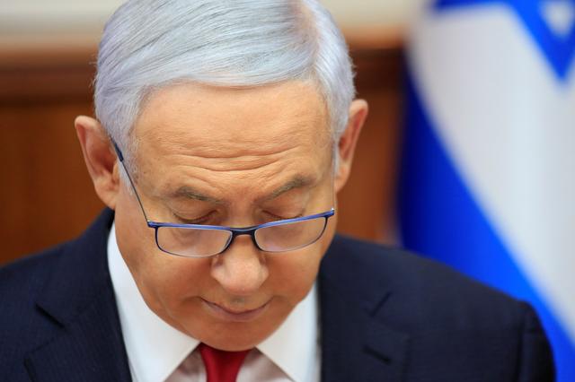 Israeli Prime Minister Benjamin Netanyahu attends the weekly cabinet meeting at the Prime Minister's office in Jerusalem May 19, 2019. Ariel Schalit/Pool via REUTERS 