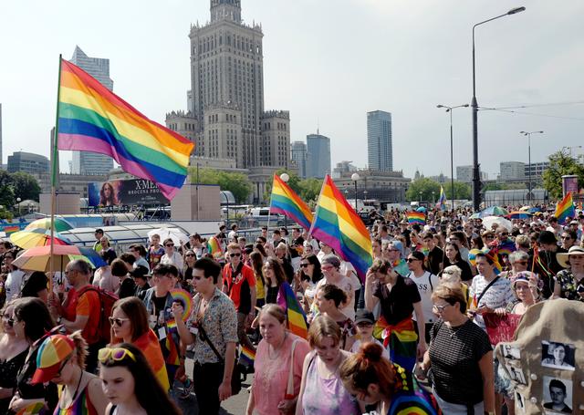 People take part in the annual Equality Parade rally in support of the LGBT community in Warsaw, Poland, June 8, 2019. REUTERS/Kacper Pempel