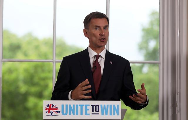 Britain's Foreign Secretary Jeremy Hunt speaks during the launch of his campaign for the Conservative Party leadership, in London, Britain June 10, 2019.  REUTERS/Simon Dawson