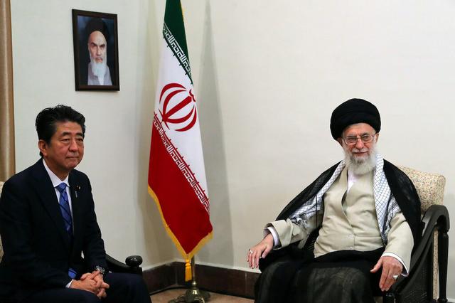 Iran's Supreme Leader Ayatollah Ali Khamenei meets with Japan's Prime Minister Shinzo Abe in Tehran, Iran June 13, 2019. Official Khamenei website/Handout via REUTERS 