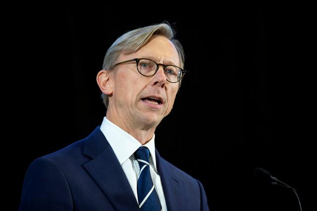 FILE PHOTO: Brian Hook, U.S. Special Representative for Iran, speaks about potential threats posed by Iran, during a news conference at a military base in Washington, U.S., November 29, 2018. REUTERS/Al Drago/File Photo