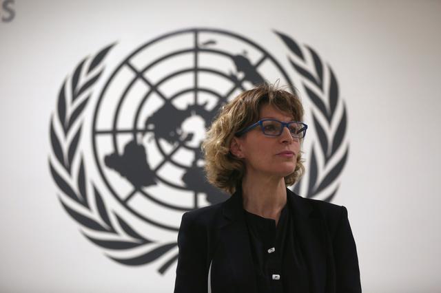 FILE PHOTO - Special Rapporteur on extrajudicial, summary or arbitrary executions at the Office of the United Nations High Commissioner for Human Rights, Agnes Callamard waits for a news conference to start in San Salvador, El Salvador, February 5, 2018. REUTERS/Jose Cabezas