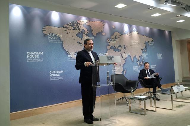 Iran's Deputy Foreign Minister Abbas Araqchi speaking at the Chatham House think tank in London, Britain February 22, 2018. REUTERS/Bozorgmehr Sharafedin