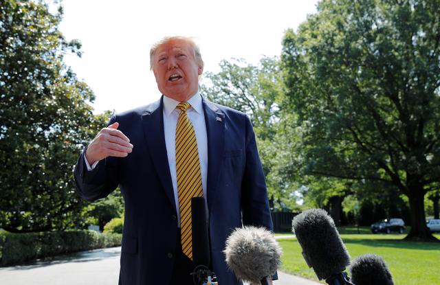 U.S. President Donald Trump speaks to the media as he departs for Camp David from the White House in Washington, U.S., June 22, 2019. REUTERS/Carlos Barria