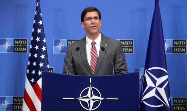 Acting U.S. Secretary for Defense Mark Esper speaks during a news conference after a NATO Defence Ministers meeting in Brussels, Belgium June 27, 2019. REUTERS/Francois Walschaerts