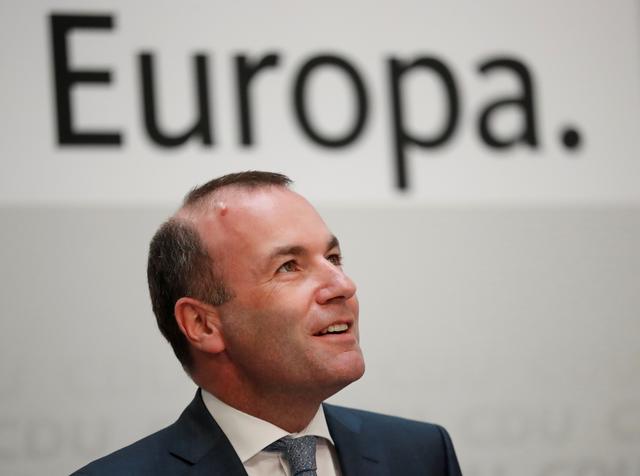 FILE PHOTO: Manfred Weber, candidate of the European People's Party (EPP) for the next European Commission President gives a statement after first poll results of the European Parliament elections in Berlin, Germany, May 26, 2019. REUTERS/Hannibal Hanschke/File Photo