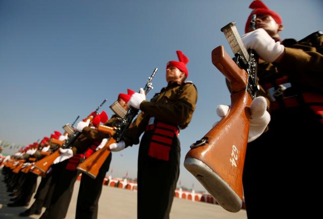 FILE PHOTO - Indian army recruits wearing ceremonial uniforms attend their passing-out parade in Rangreth on the outskirts of Srinagar March 9, 2019. REUTERS/Danish Ismail