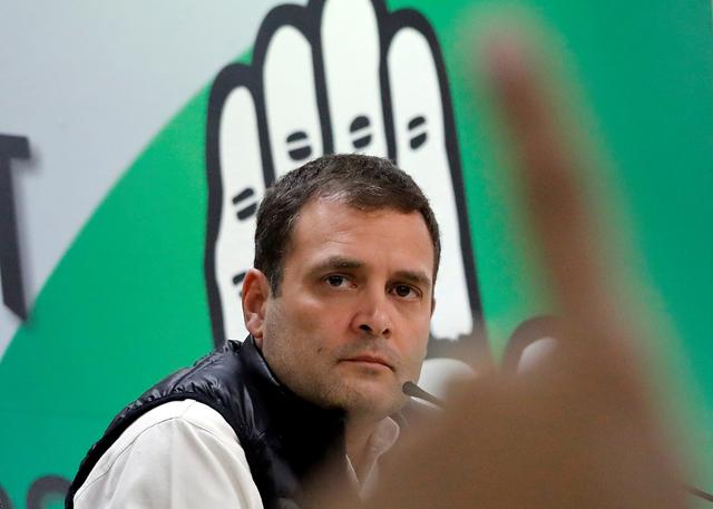 FILE PHOTO: Rahul Gandhi, President of India's main opposition Congress party, pauses as he takes a question during a news conference at his party's headquarters in New Delhi, India, February 13, 2019. REUTERS/Anushree Fadnavis/File Photo