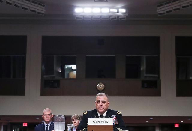 U.S. Army Gen. Mark Milley testifies before a Senate Armed Services Committee hearing on his nomination to be chairman of the Joint Chiefs of Staff on Capitol Hill in Washington, U.S., July 11, 2019. REUTERS/Leah Millis