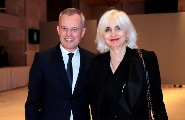 FILE PHOTO: French Ecology Minister Francois de Rugy and his wife, Severine Servat arrive for the 34th annual dinner of the Representative Council of Jewish Institutions of France (CRIF - Conseil Representatif des Institutions juives de France) on February 20, 2019, at the Louvre Carrousel in Paris. Ludovic Marin/Pool via REUTERS