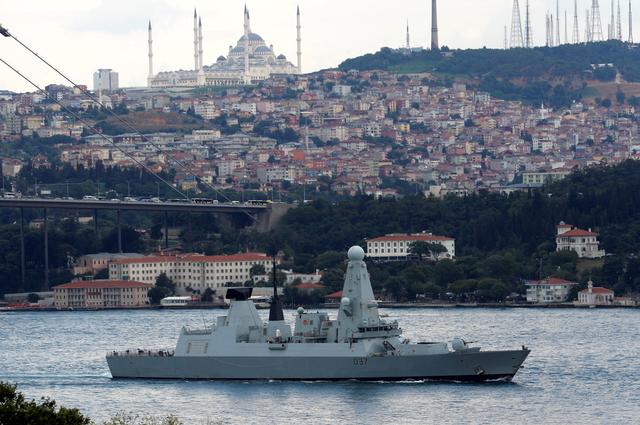 FILE PHOTO - British Royal Navy destroyer HMS Duncan (D37) sails in the Bosphorus, on its way to the Mediterranean Sea, in Istanbul, Turkey, July 12, 2019. REUTERS/Murad Sezer