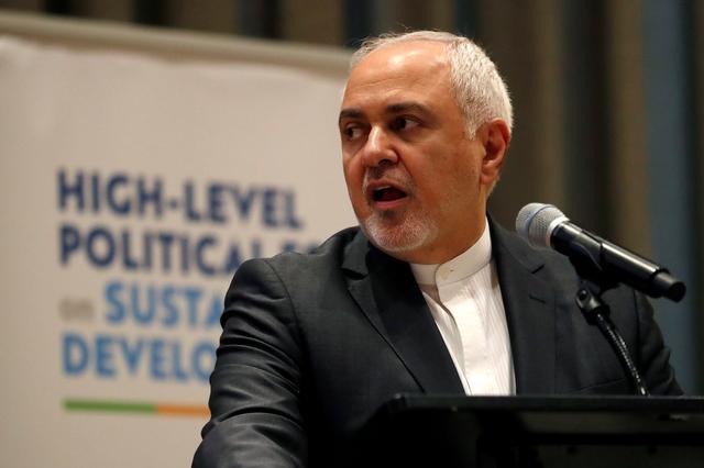 FILE PHOTO: Iranian Foreign Minister Javad Zarif addresses a High-Level Political Forum on Sustainable Development at United Nations headquarters in New York, U.S., July 17, 2019. REUTERS/Mike Segar