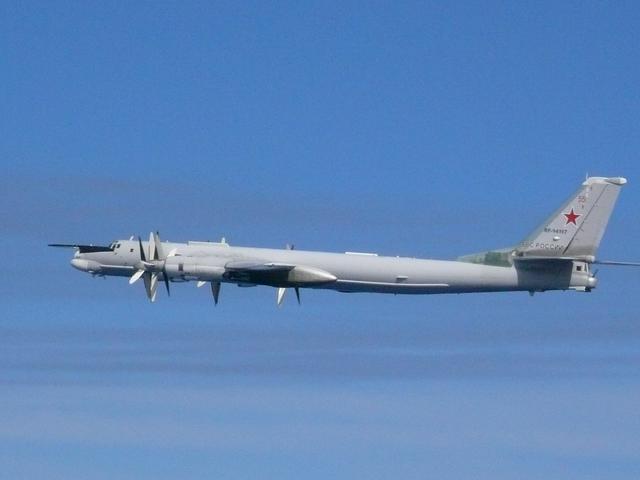 A Russian TU-95 bomber flies over East China Sea in this handout picture taken by Japan Air Self-Defence Force and released by the Joint Staff Office of the Defense Ministry of Japan July 23, 2019. Joint Staff Office of the Defense Ministry of Japan/HANDOUT via REUTERS 