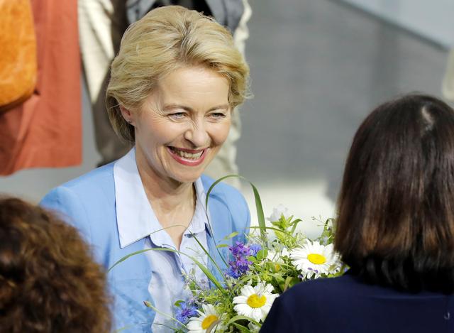Elected European Commission President Ursula von der Leyen attends the swearing-in ceremony of Germany's new Defence Minister, Annegret Kramp-Karrenbauer, at the provisionally plenary hall of the German lower house of Parliament Bundestag at the Paul Loebe Haus in Berlin, Germany July 24, 2019. REUTERS/Fabrizio Bensch