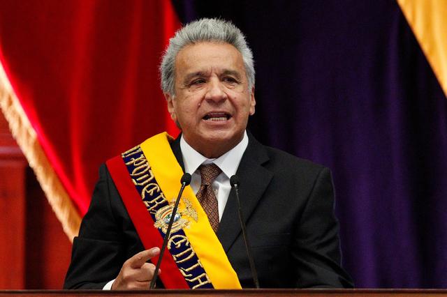FILE PHOTO: Ecuador's President Lenin Moreno addresses the nation at the National Assembly in Quito, Ecuador May 24, 2019. REUTERS/Daniel Tapia
