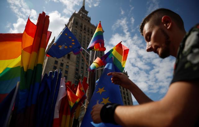 A participant attends a protest against violence that took place against the LGBT community during the first pride march in Bialystok earlier this month, in Warsaw, July 27, 2019. REUTERS/Kacper Pempel