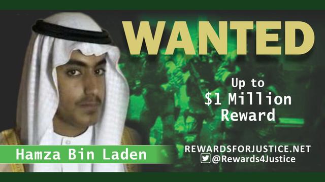 FILE PHOTO: A photograph circulated by the U.S. State Department’s Twitter account to announce a $1 million USD reward for al Qaeda key leader Hamza bin Laden, son of Osama bin Laden, is seen March 1, 2019. State Department/Handout via REUTERS