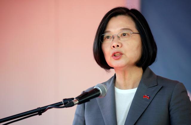 FILE PHOTO: Taiwan's President Tsai Ing-wen speaks during her visit in Port-au-Prince, Haiti July 13, 2019. REUTERS/Andres Martinez Casares