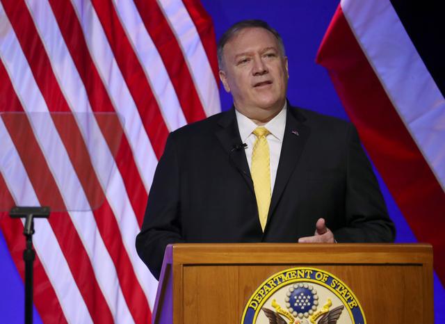 U.S. Secretary of State Mike Pompeo delivers a speech at Siam Society in Bangkok, Thailand, August 2, 2019. REUTERS/Jonathan Ernst/Pool