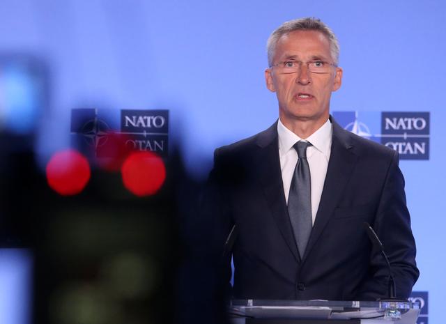 NATO Secretary-General Jens Stoltenberg gives a news conference on the day the United States is set to pull out of the Intermediate-range Nuclear Force Treaty (INF), in Brussels, Belgium, August 2, 2019. REUTERS/Francois Walschaerts