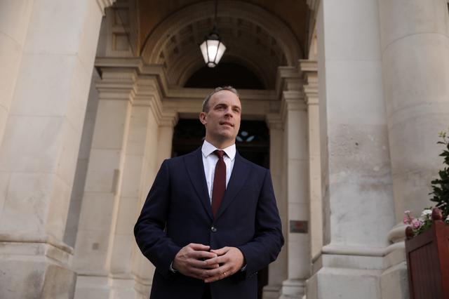 Dominic Raab is seen at the Foreign and Commonwealth building after being appointed as the Foreign Secretary by Britain's new Prime Minister Boris Johnson in London, Britain, July 24, 2019. Dan Kitwood/Pool via REUTERS