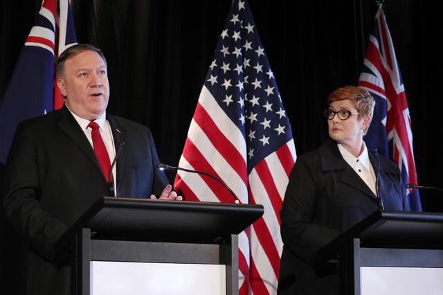 U.S. Secretary of State Mike Pompeo and Australia's Foreign Minister Marise Payne hold a joint news conference in Sydney, Australia, August 4, 2019. REUTERS/Jonathan Ernst/Pool