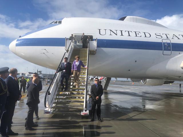 U.S. Secretary of Defense Mark Esper arrives in Auckland, New Zealand August 5, 2019. REUTERS/Idrees Ali