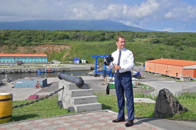Russian Prime Minister Dmitry Medvedev visits the Southern Kuril Island of Iturup, Russia August 2, 2019. Sputnik/Alexander Astafyev/Pool via REUTERS 