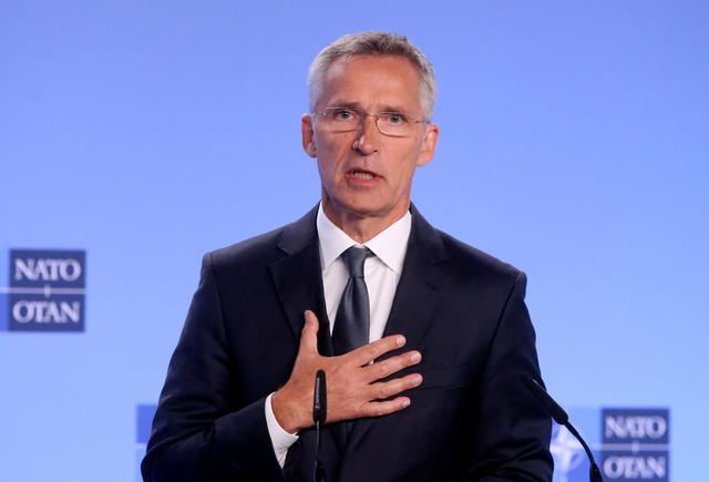 FILE PHOTO: NATO Secretary-General Jens Stoltenberg gives a news conference on the day the United States is set to pull out of the Intermediate-range Nuclear Force Treaty (INF), in Brussels, Belgium, August 2, 2019. REUTERS/Francois Walschaerts