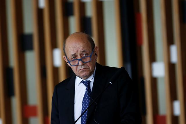 French Foreign Minister Jean-Yves Le Drian speaks during a news conference at the Itamaraty Palace in Brasilia, Brazil July 29,2019. REUTERS/Adriano Machado