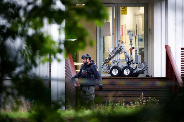 A man is seen near the site after a shooting in al-Noor Islamic center mosque, near Oslo, Norway August 10, 2019. NTB Scanpix/Terje Pedersen via REUTERS