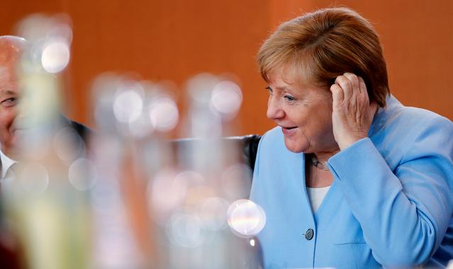 German Chancellor Angela Merkel leads the weekly cabinet meeting in Berlin, Germany, August 14, 2019.   REUTERS/Fabrizio Bensch