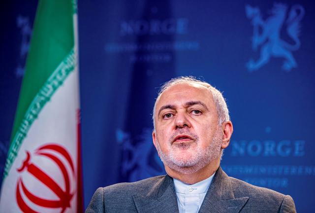 Iran's Foreign Minister Javad Zarif attends a joint news conference after meeting with Norway's Foreign Minister Ine Eriksen Soereide in Oslo, Norway, August 22, 2019. NTB Scanpix/Stian Lysberg Solum/ via REUTERS ATTENTION EDITORS - THIS IMAGE WAS PROVIDED BY A THIRD PARTY. NORWAY OUT. NO COMMERCIAL OR EDITORIAL SALES IN NORWAY.