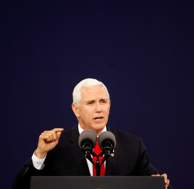 FILE PHOTO: U.S. Vice President Mike Pence delivers the commencement speech at Liberty University in Lynchburg, Virginia, U.S., May 11, 2019.  REUTERS/Jonathan Drake