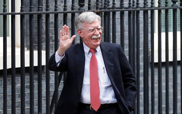 FILE PHOTO -  U.S. National Security Advisor John Bolton arrives for a meeting with Britain's Chancellor of the Exchequer Sajid Javid  at Downing Street in London, Britain, August 13, 2019. REUTERS/Peter Nicholls