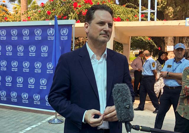 Pierre Krahenbuhl, Commissioner General of the United Nations Relief and Works Agency (UNRWA), speaks to the media in Gaza City August 27, 2019. REUTERS/Nidal Almughrabi