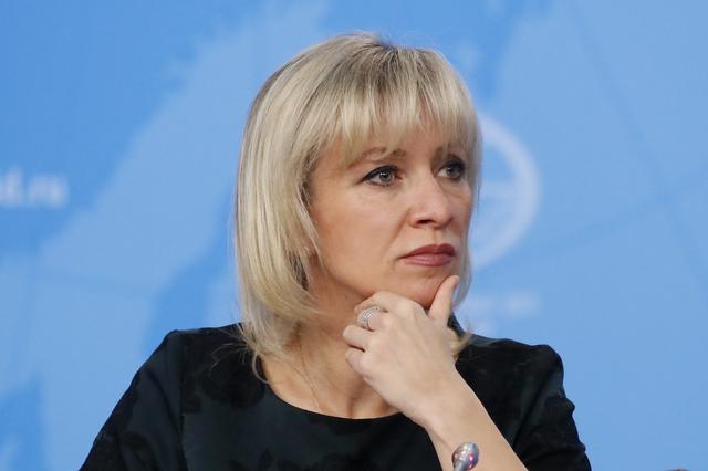FILE PHOTO: Russia's Foreign Ministry spokeswoman Maria Zakharova listens during the annual news conference of the Russia's Foreign Minister Sergei Lavrov (not pictured) in Moscow, Russia January 16, 2019. REUTERS/Maxim Shemetov