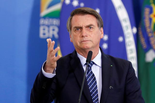 Brazil's President Jair Bolsonaro speaks during a launching ceremony of public policies against violent crimes at the Planalto Palace in Brasilia, Brazil August 29, 2019. REUTERS/Adriano Machado