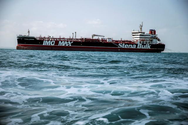 FILE PHOTO: Stena Impero, a British-flagged vessel owned by Stena Bulk, is seen at undisclosed place off the coast of Bandar Abbas, Iran August 22, 2019. Nazanin Tabatabaee/WANA (West Asia News Agency) via REUTERS/File Photo