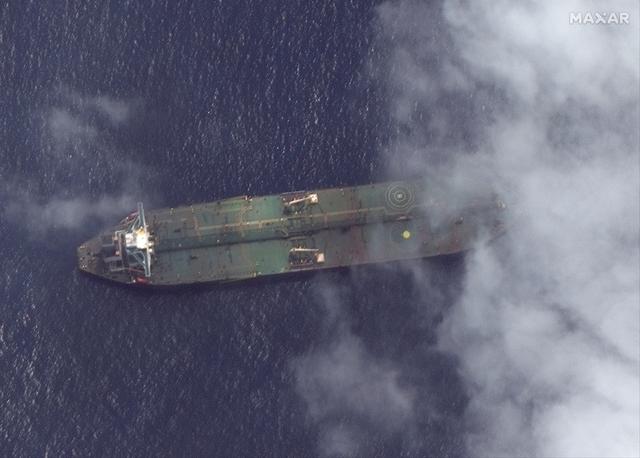 What appears to be the Iranian oil tanker Adrian Darya 1 off the coast of Tartus, Syria, is pictured in this September 6, 2019 satellite image provided by Maxar Technologies. Satellite image ©2019 Maxar Technologies/Handout via REUTERS
