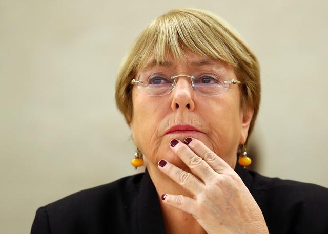 FILE PHOTO - U.N. High Commissioner for Human Rights Michelle Bachelet attends a session of the Human Rights Council at the United Nations in Geneva, Switzerland, September 9, 2019.  REUTERS/Denis Balibouse
