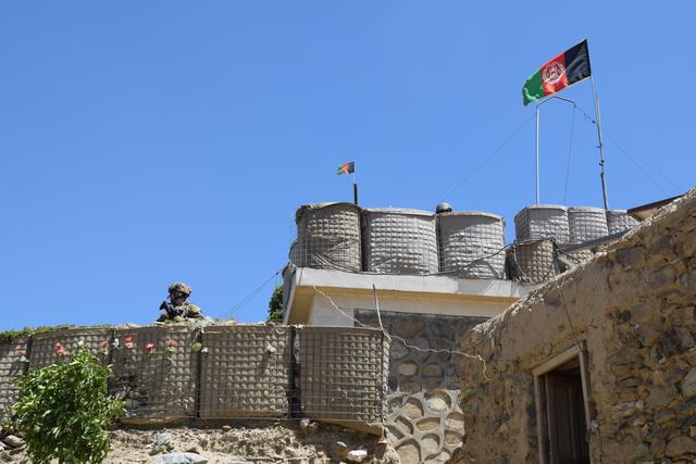 An advisor from the 2nd Security Force Assistance Brigade stands at the fortification of a base during deployment to Afghanistan June 13, 2019.  Courtesy Maj. Jonathan Camire/U.S. Army/Handout via REUTERS 