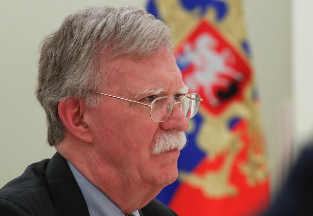 FILE PHOTO: U.S. National Security Adviser John Bolton attends a meeting with Russian President Vladimir Putin at the Kremlin in Moscow, Russia October 23, 2018. REUTERS/Maxim Shemetov