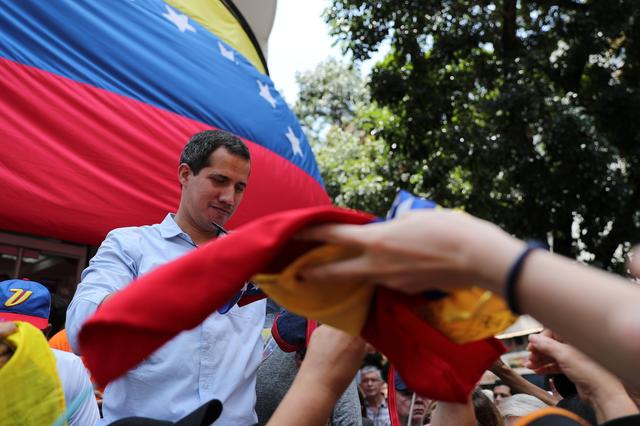 Venezuelan opposition leader Juan Guaido, who many nations have recognised as the country's rightful interim ruler, takes part in a gathering with supporters in Caracas, Venezuela September 14, 2019. REUTERS/Ivan Alvarado